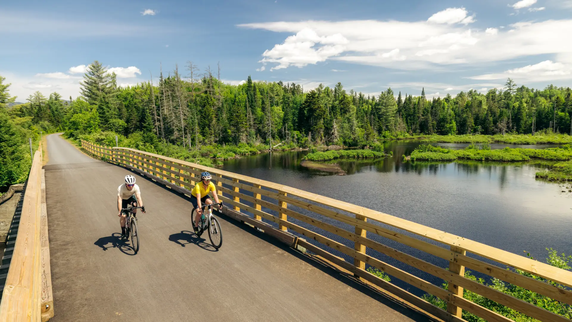 Bikers on the Adirondack Rail Trail
